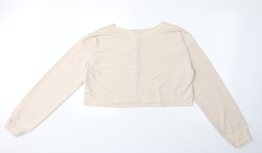 PRETTYLITTLETHING Womens Beige Pullover Sweatshirt Size 16