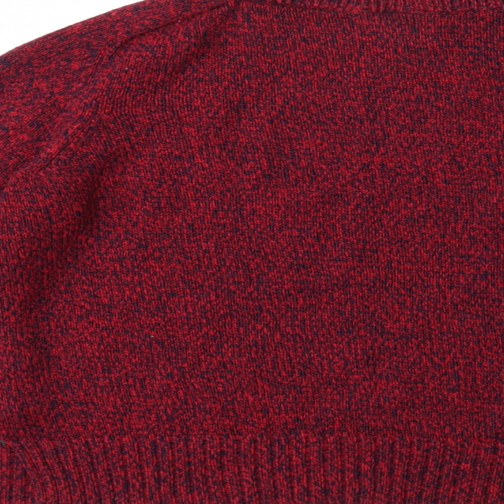 Brand and care label for H&M women’s red knit jumper, size M