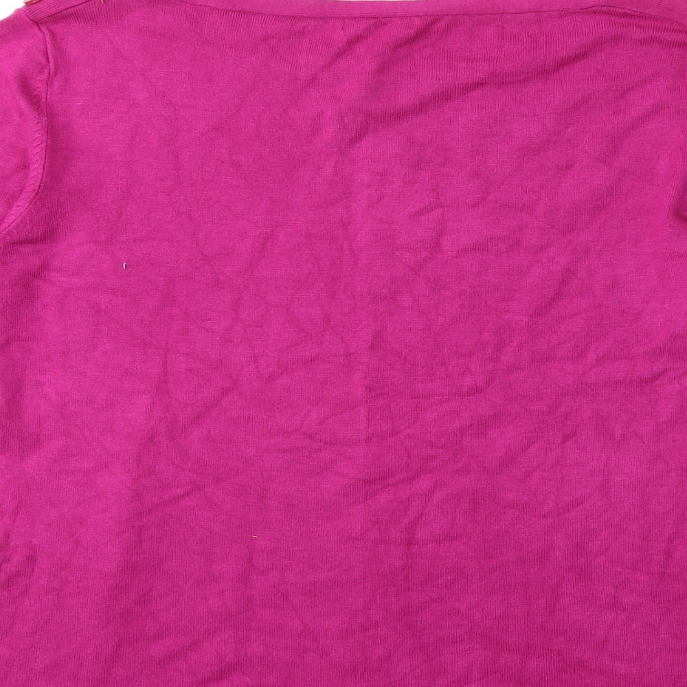 Brand and care label for M&Co women’s pink knit jumper, size L
