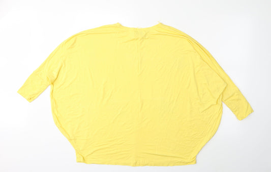 MISSUMI Womens Yellow Basic T-Shirt One Size
