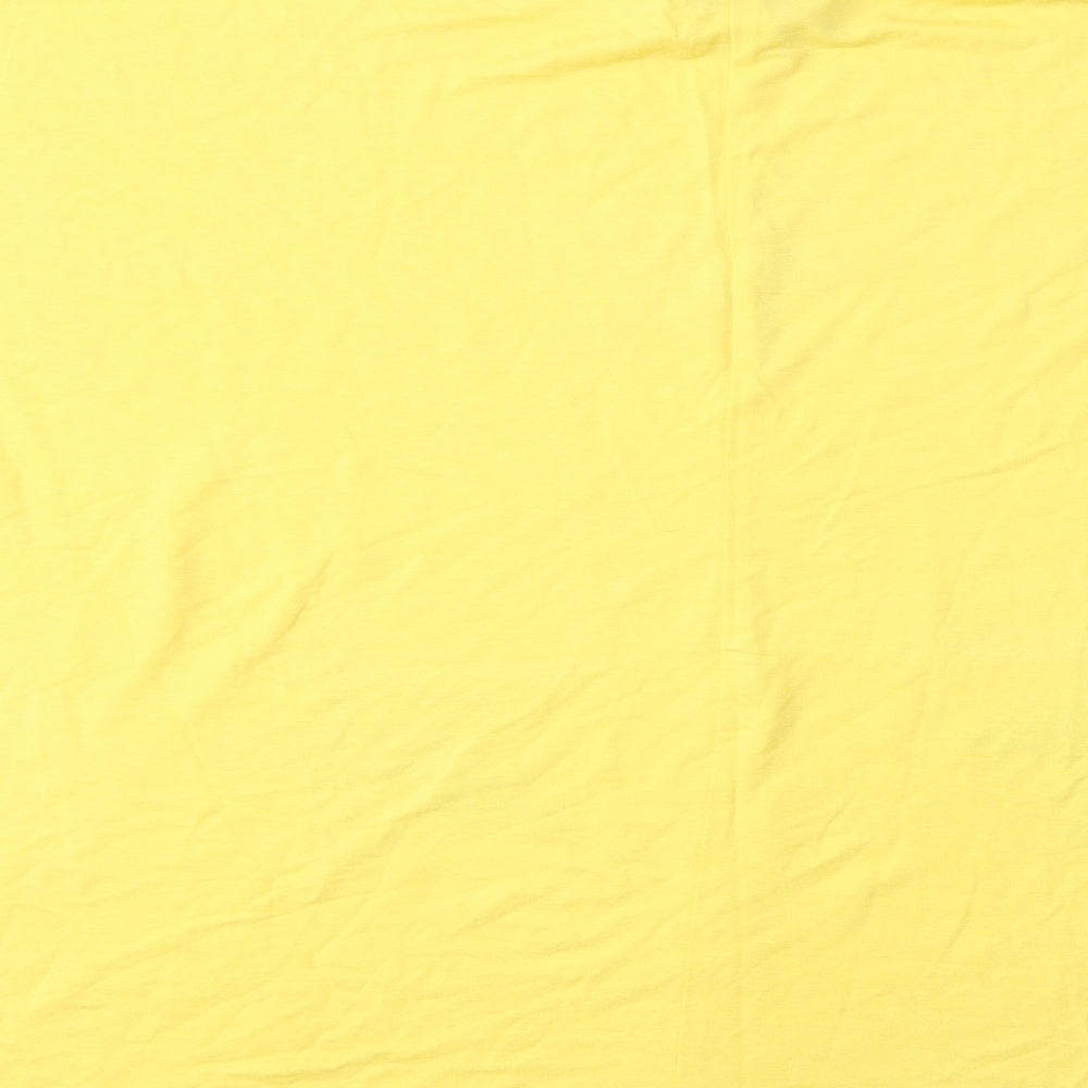 Brand and care label for MISSUMI women’s yellow basic t-shirt one size
