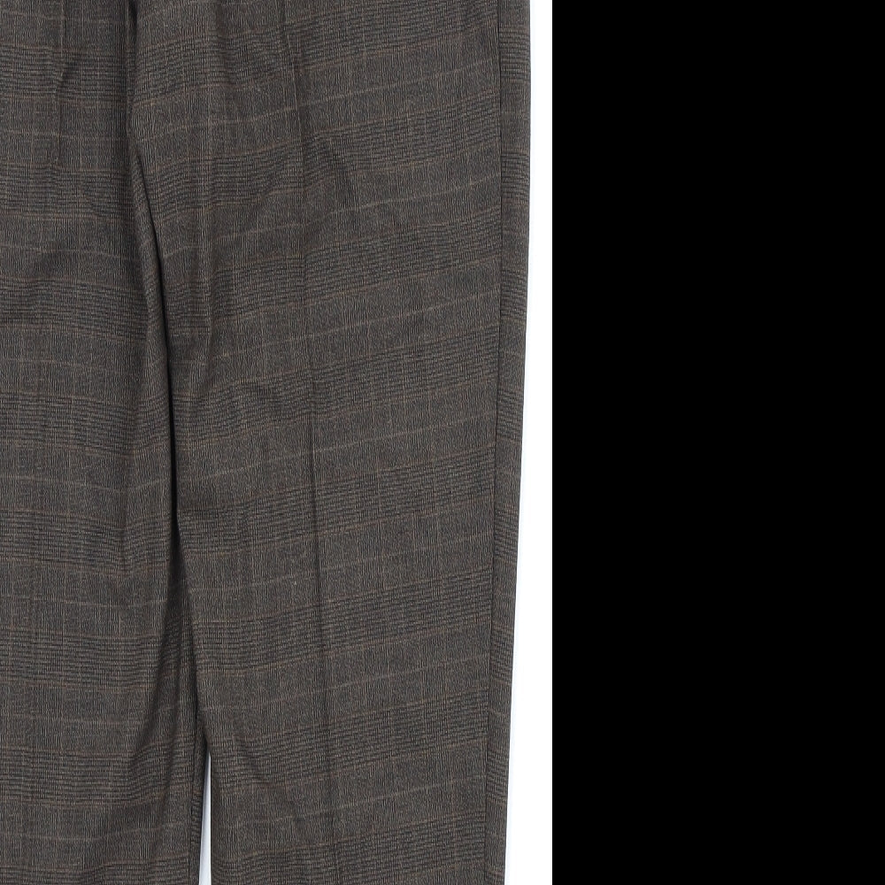 Brand and care label for New Look women’s brown sweatpants, size UK 12, 23-inch leg