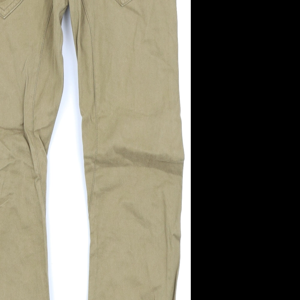 Brand and care label for Soul Star men’s beige chino trousers, size 30, 25-inch leg