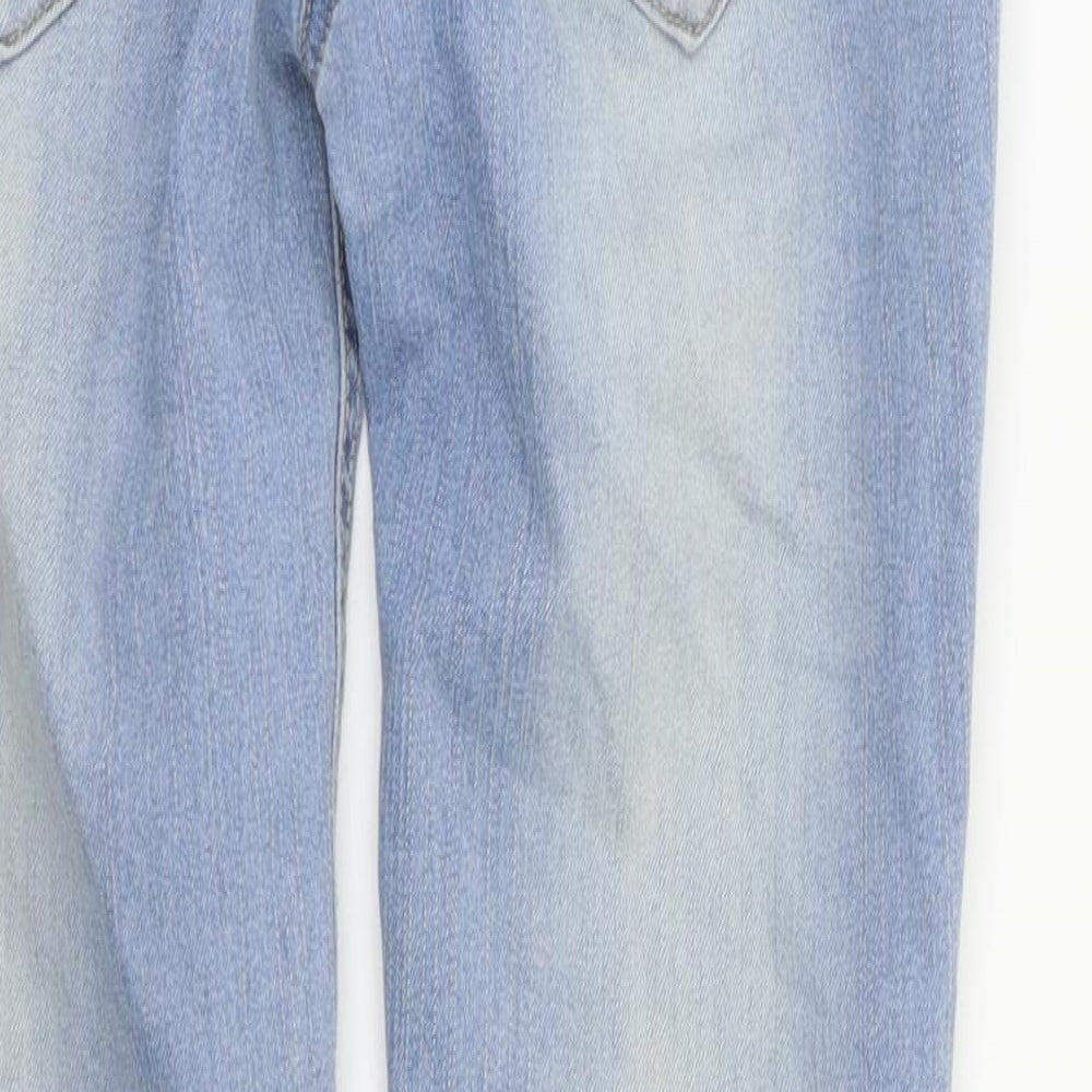 Brand and care label for United Colors of Benetton girls’ blue skinny jeans, size XL
