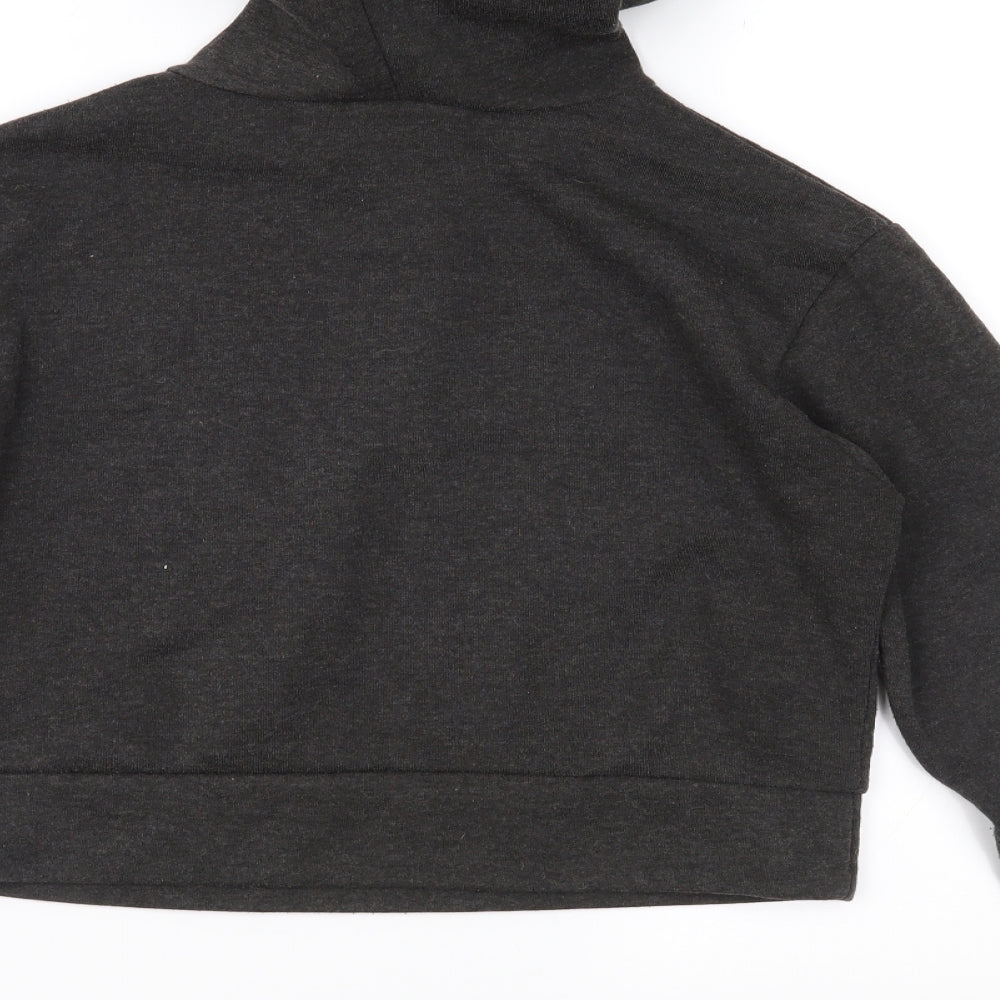 Brand and care label for Style PLUS women’s grey pullover hoodie, size S