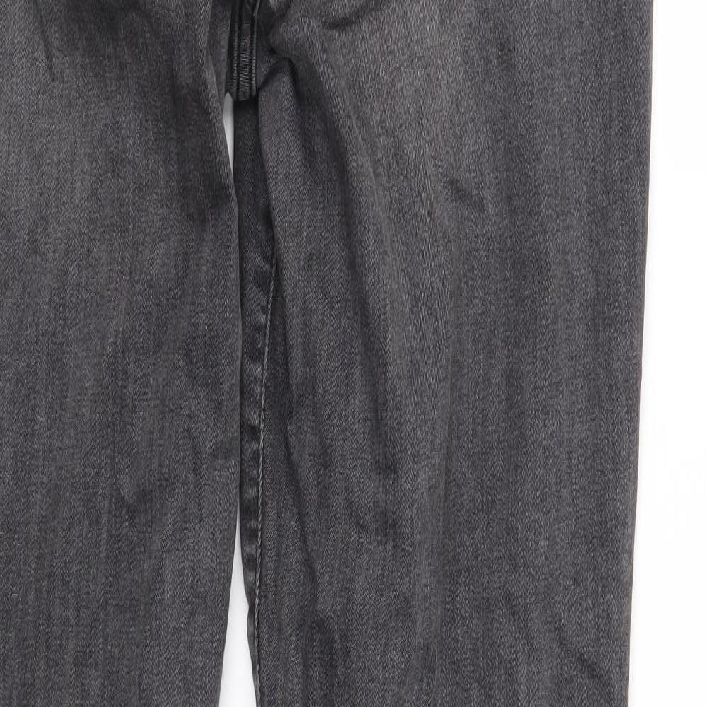 Brand and care label for Gap women’s grey denim straight jeans, size UK 29, in, 27-inch leg