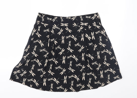 Preworn Womens Black Geometric Flare Skirt Size 30 in