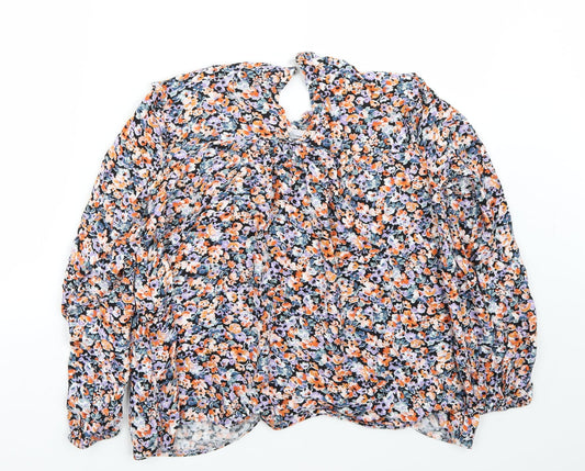 Vanessa zani Womens Black Floral Basic Blouse Size S