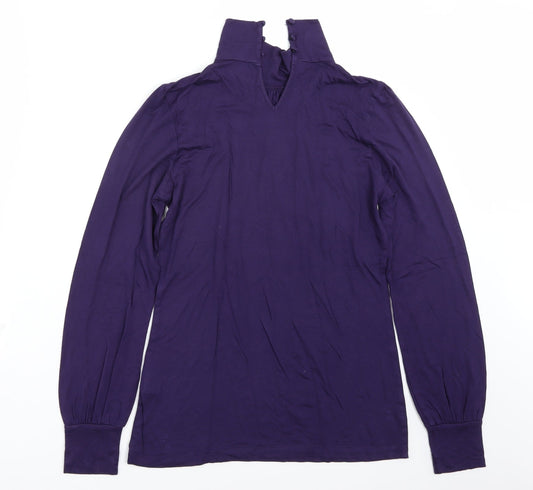 Oasis Womens Purple Chambray Basic T-Shirt Size 12