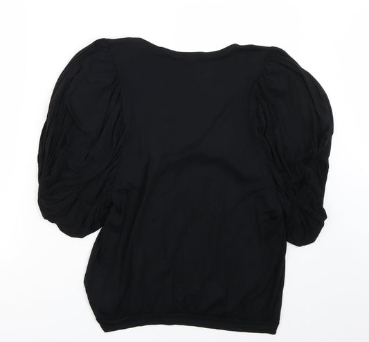 Warehouse Womens Black Basic T-Shirt Size 12