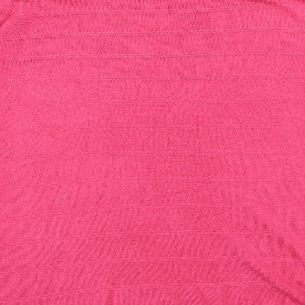 Bonmarché Womens Pink Striped Henley Jumper Size 16