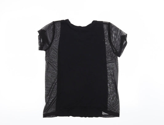 FOREVER 21 Womens Black Basic T-Shirt Size S - Mesh Panel