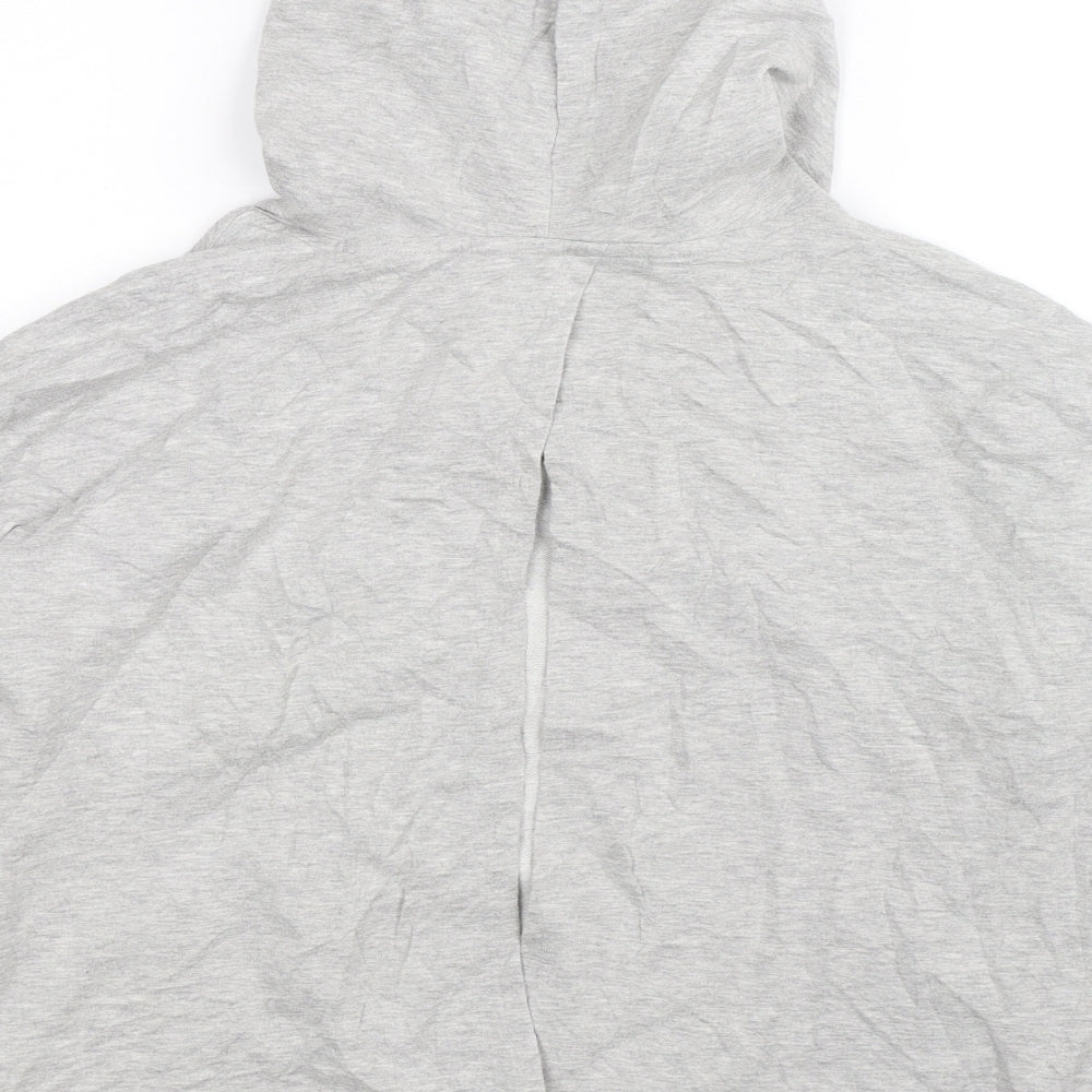 Brand and care label for SOHO women’s grey pullover hoodie, size M