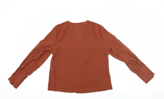 Shien Womens Brown Basic Blouse Size XS