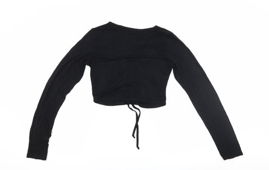 PRETTYLITTLETHING Womens Black Cropped Blouse Size 8