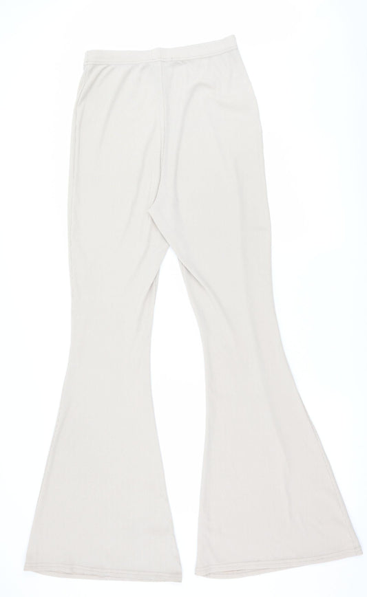 PRETTYLITTLETHING Womens Beige Trousers Size 12 L30 in