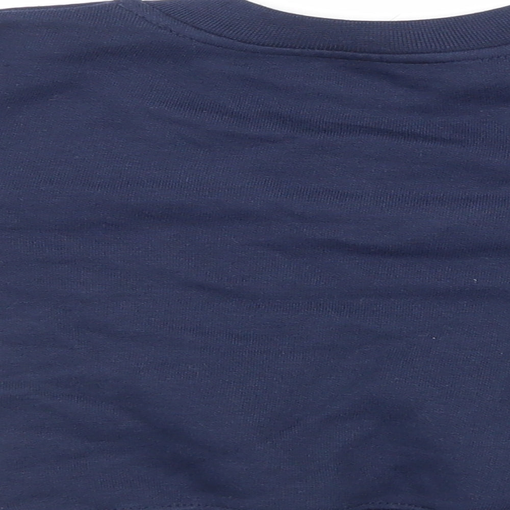 Brand and care label for Banner boys’ blue jumper, size 2, years