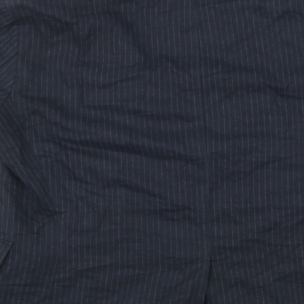 Brand and care label for Blue Harbour men’s blue striped jacket suit jacket