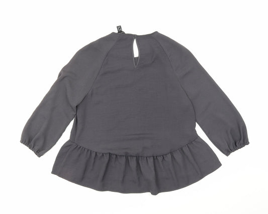New Look Womens Grey Tunic Blouse Size 12