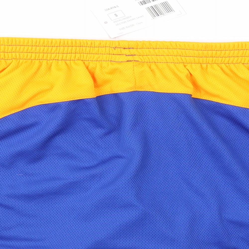 Brand and care label for AKOA girls’ multicoloured a-line skort, size S
