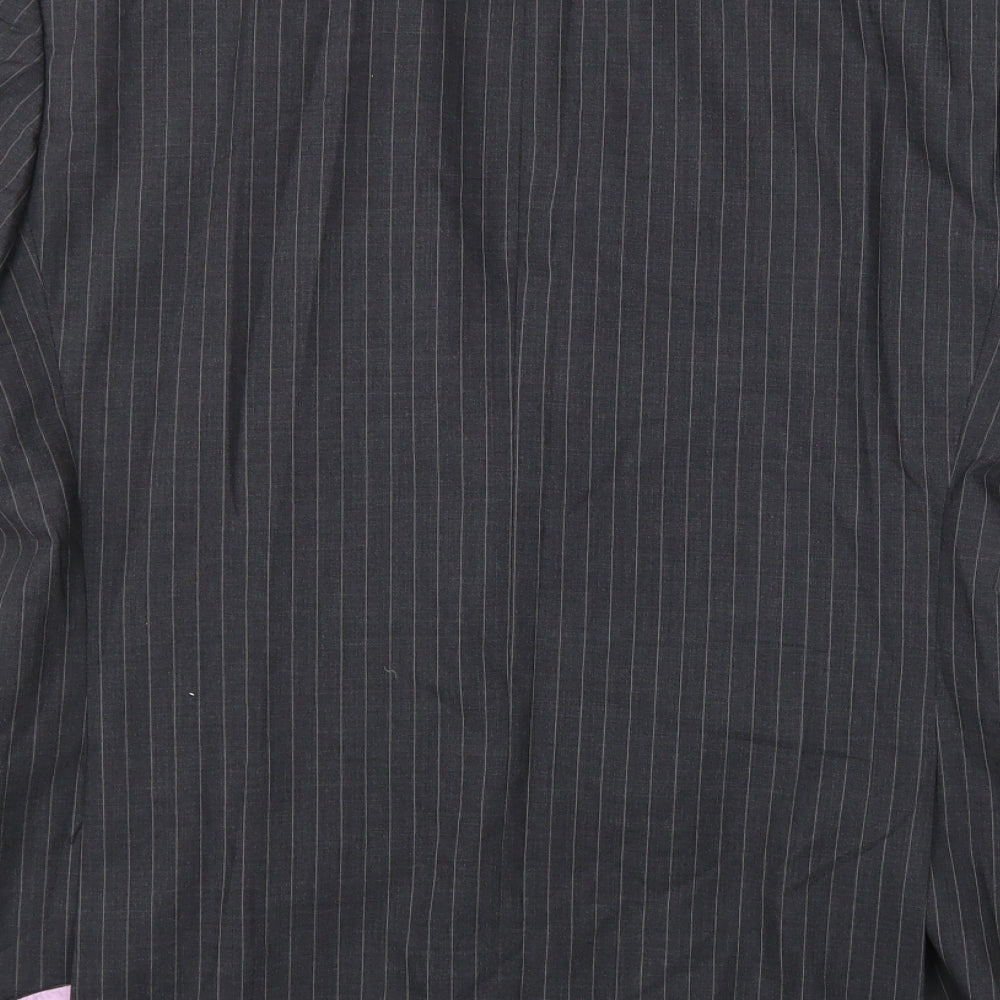 Brand and care label for Super 100's men’s grey striped jacket suit jacket