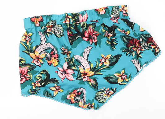 New Look Womens Blue Hot Pants Shorts Size S - Butterflies