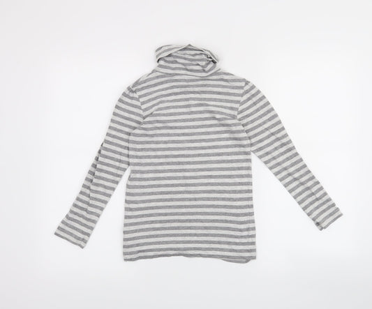 NEXT Girls Grey Striped Pullover Jumper Size 8 Years