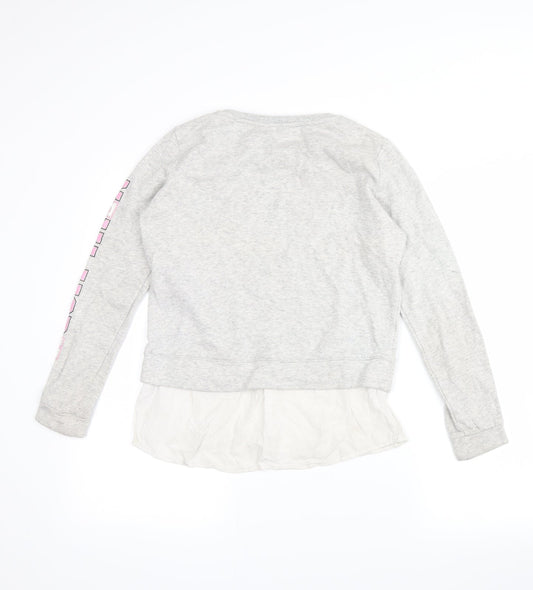 H&M Girls Grey Pullover Hoodie Size 10-11 Years - manhatten dreaming
