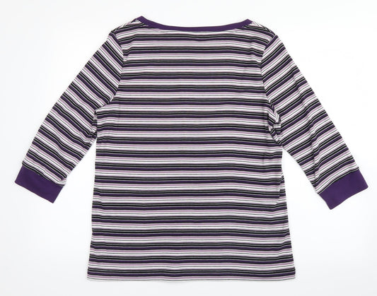 bm casual Womens Purple Striped Pullover Jumper Size M