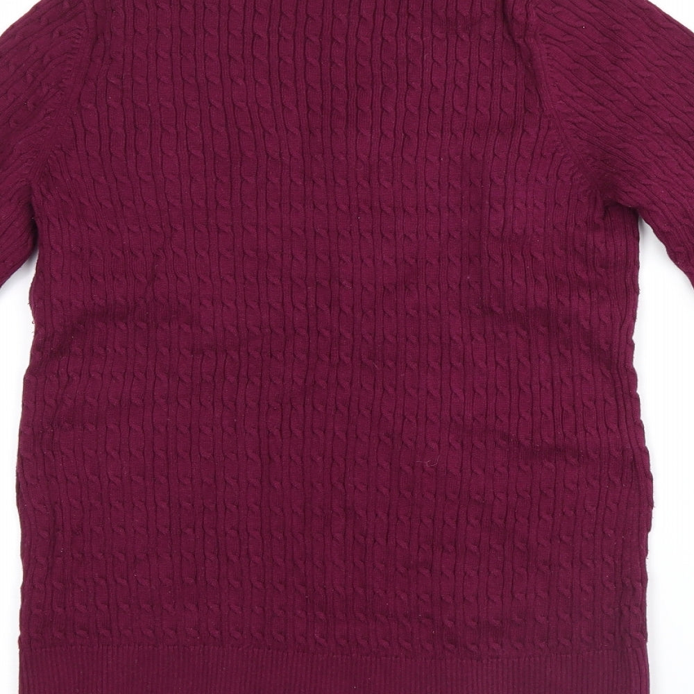 Brand and care label for Land's End women’s purple jumper, size S
