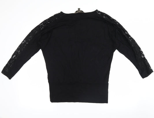 Lipsey Womens Black Floral Basic Blouse Size 8