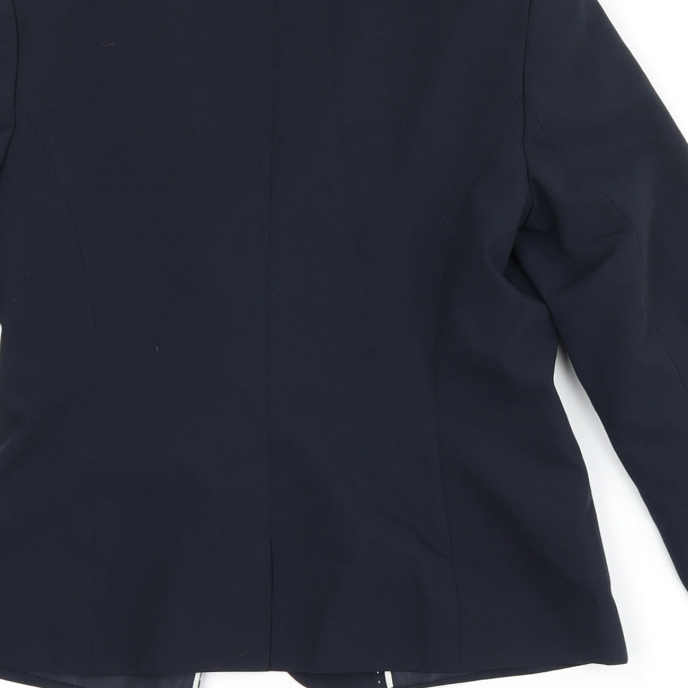 Brand and care label for F&F women’s blue jacket blazer, size UK 12