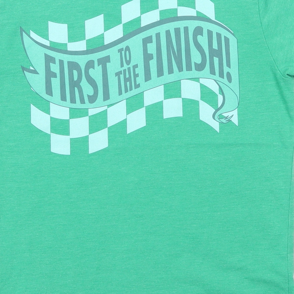 Brand and care label for Next boys’ green basic t-shirt, size 7, years