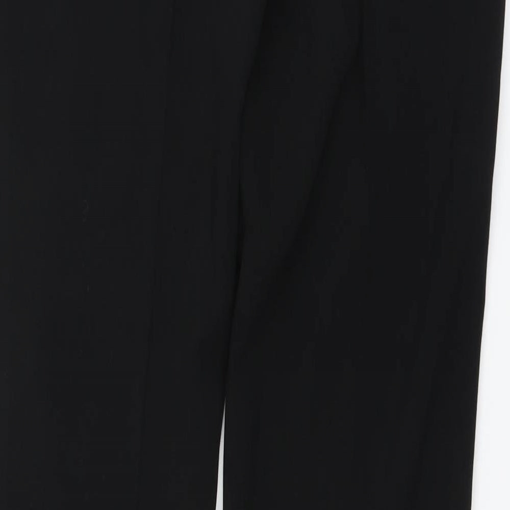 Brand and care label for fashionelle women’s black trousers, size S, 30-inch leg
