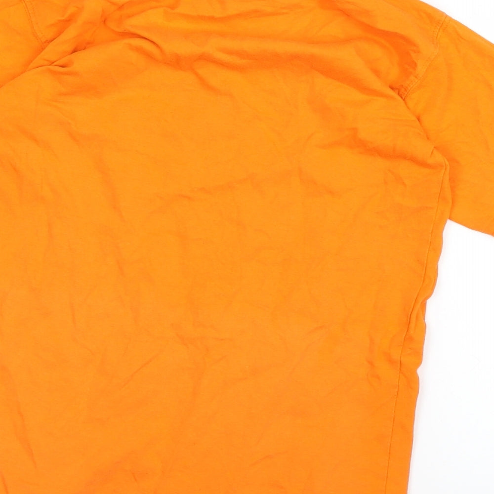 Brand and care label for RDX boys’ orange basic t-shirt, size 8, years