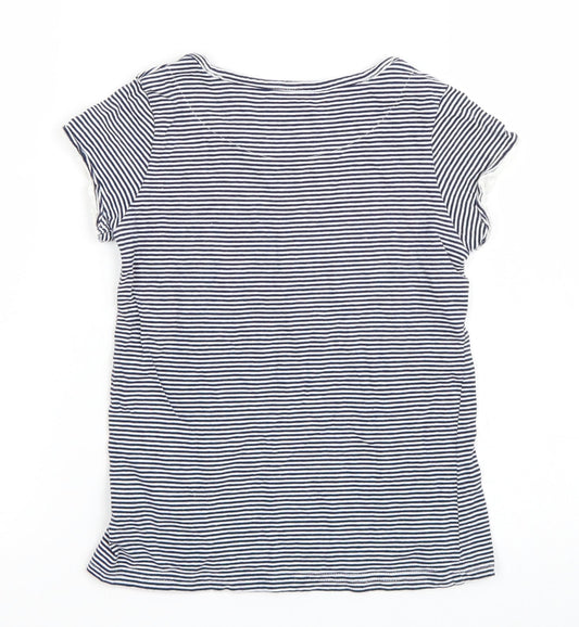 H&M Girls Blue Striped Basic T-Shirt Size 7-8 Years