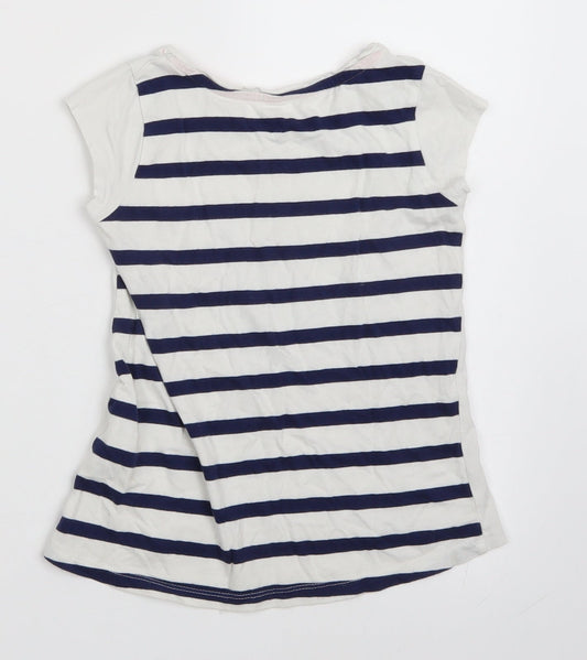 Jillian's Closet Girls White Striped Basic T-Shirt Size 6 Years