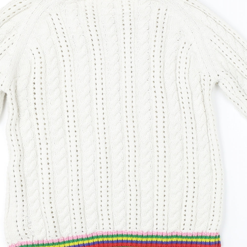 NEXT Girls White Striped Pullover Jumper Size 10 Years