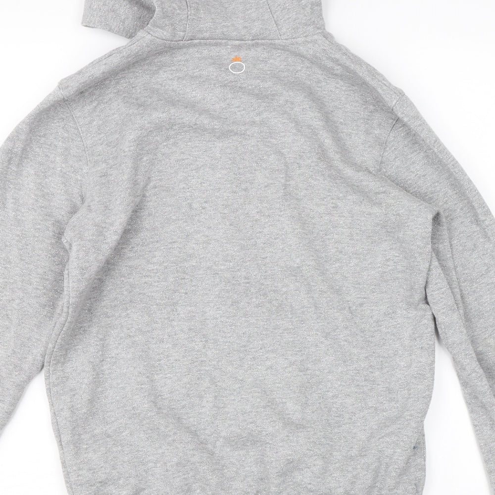 Brand and care label for Decathlon girls’ grey full zip hoodie, size 12-13, years