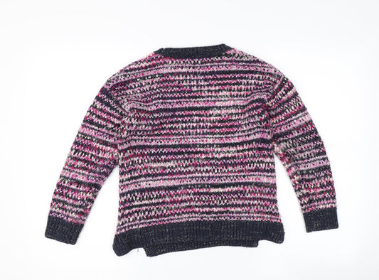 Matalan Girls Purple Striped Pullover Jumper Size 8 Years