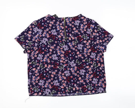 New Look Girls Blue Floral Basic T-Shirt Size 14 Years