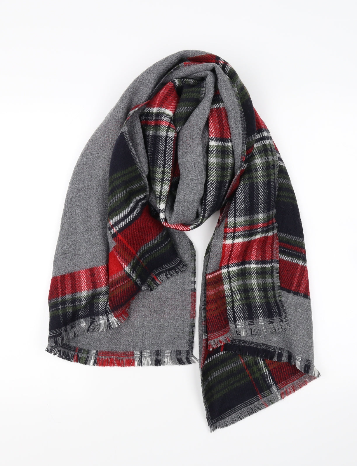 Front view of Preworn men’s grey scarf one size