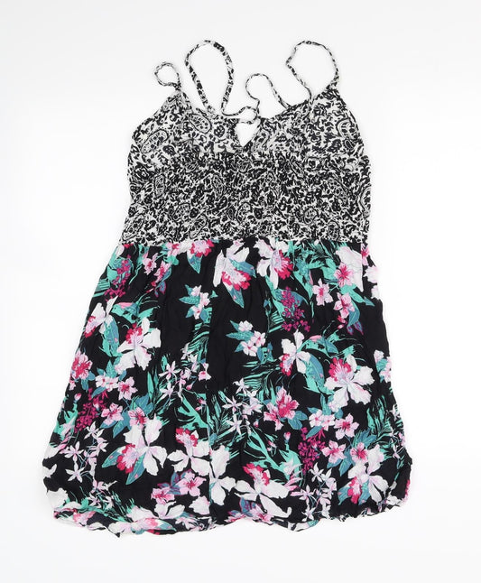 akasa Womens Blue Floral Mini Size 14