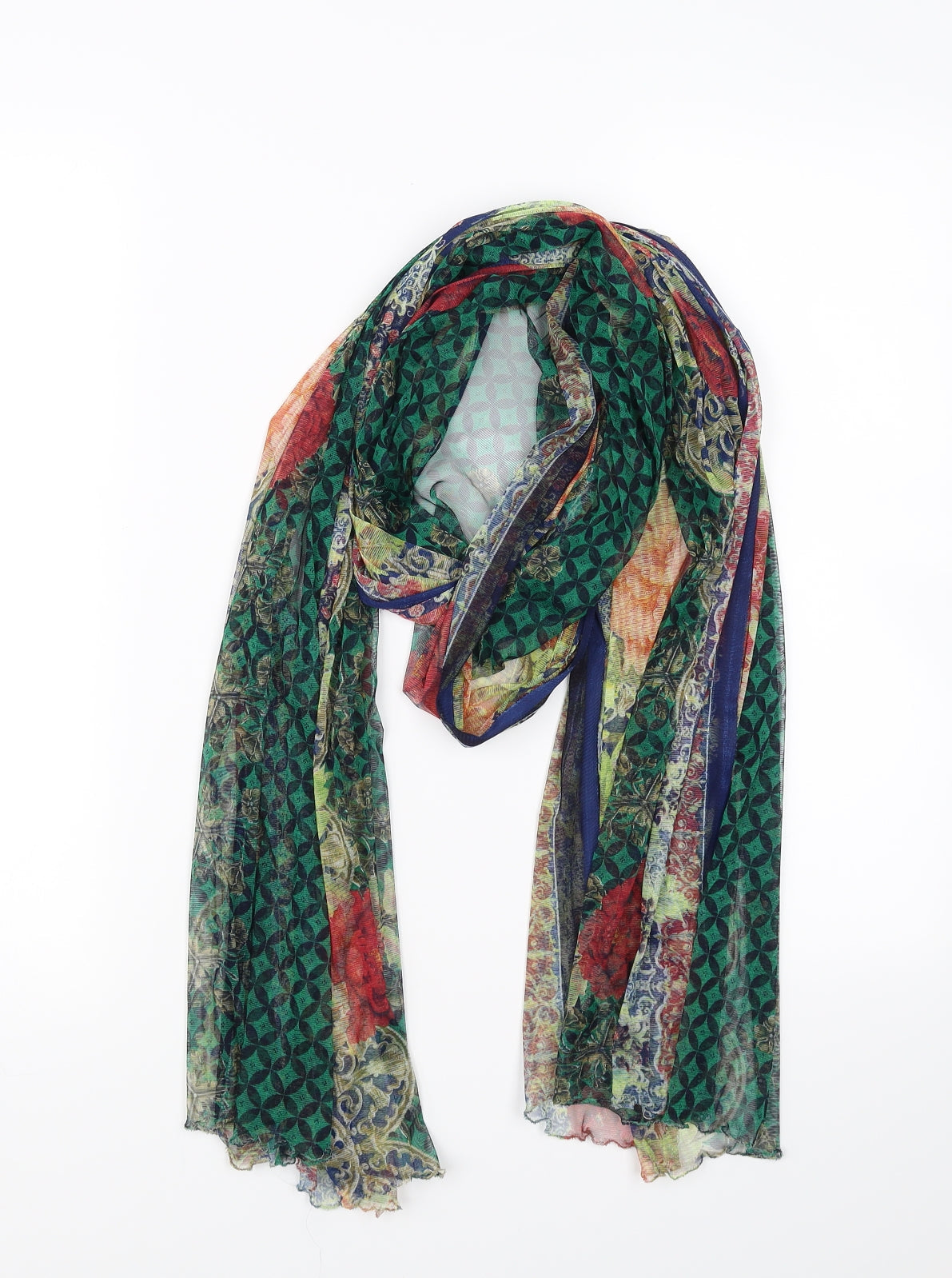 Front view of Preworn women’s multicoloured scarf
