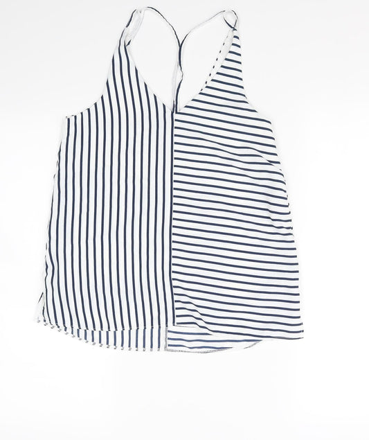 Topshop Womens Blue Striped Basic Tank Size 8