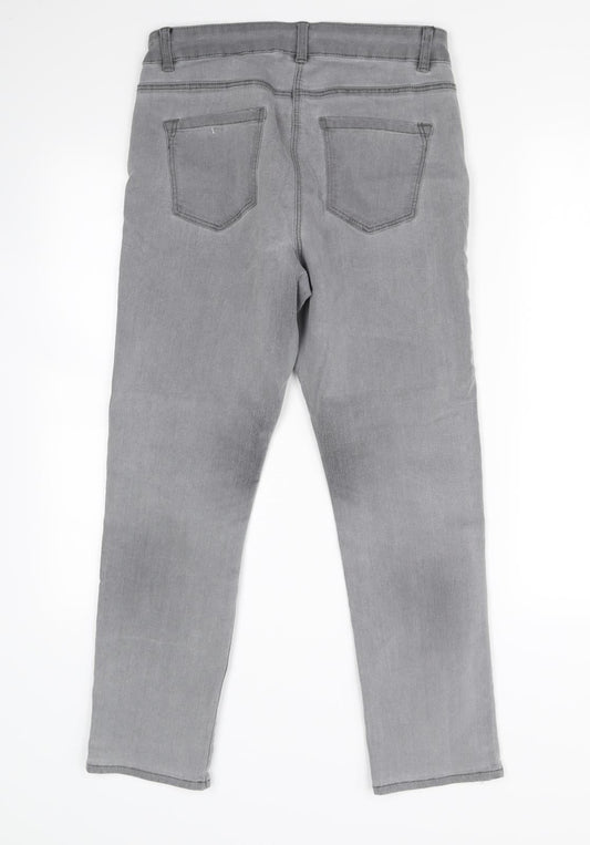 Preworn Womens Grey Straight Jeans Size 12 L28 in