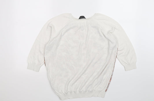 dorothy perkin Womens White Floral Knit Pullover Jumper Size 14 - chiffon front