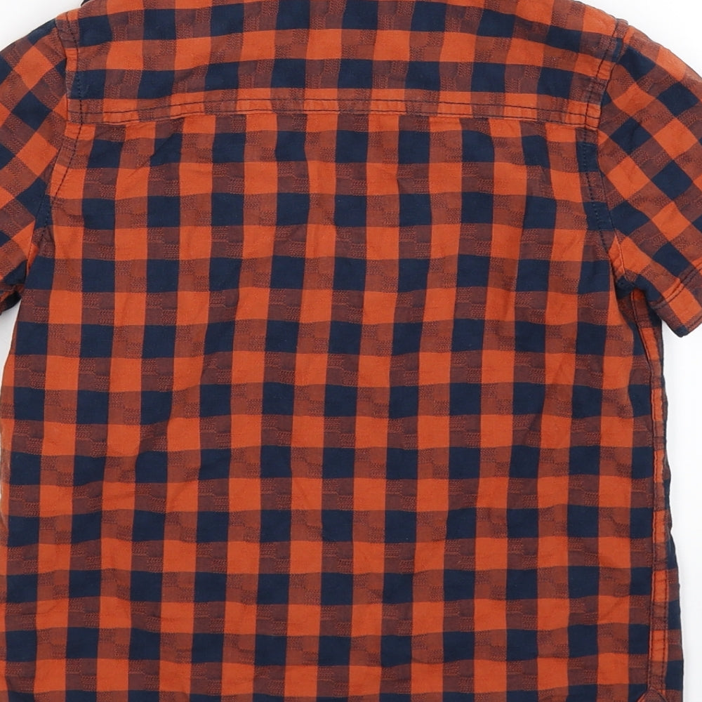 F&F Boys Orange Check Basic Button-Up Size 6-7 Years - burnt orange navy