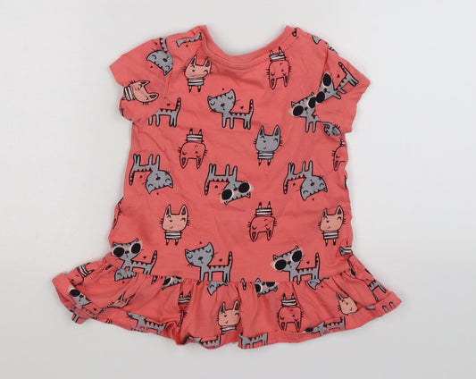 George Girls Pink Animal Print Trapeze & Swing Size 18-24 Months - cats and rabbits