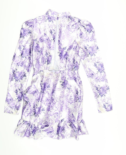 PRETTYLITTLETHING Womens White Geometric Shift Size 8